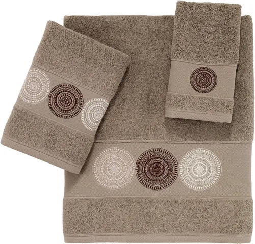 Miniatura 18 de Marina Decoration Juego de toallas de lujo premium ultra suave 100% algodón bordado para baño, moderno, 3 piezas, diseño cuadrado negro Cuadrado