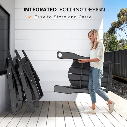 Miniatura 7 de VINGLI Sillas Adirondack de plástico, plegables con soporte para tazas, material de polietileno de alta densidad impermeable, cómoda capacidad