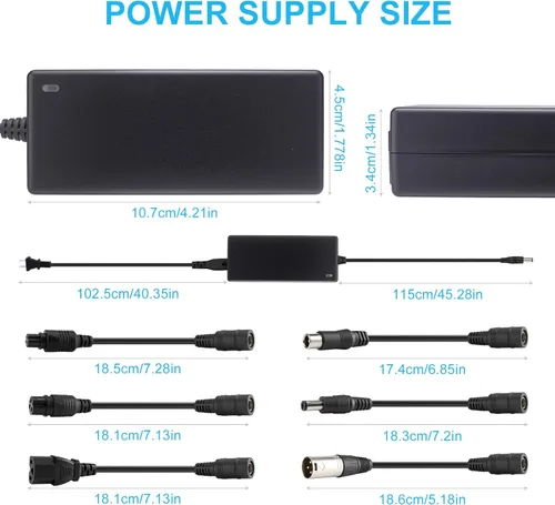 Miniatura 5 de Cargador de batería de scooter eléctrico 24V 2A, adaptador de corriente con 7 enchufes para Drive Medical, Go Go Elite Traveler, Pride Mobility
