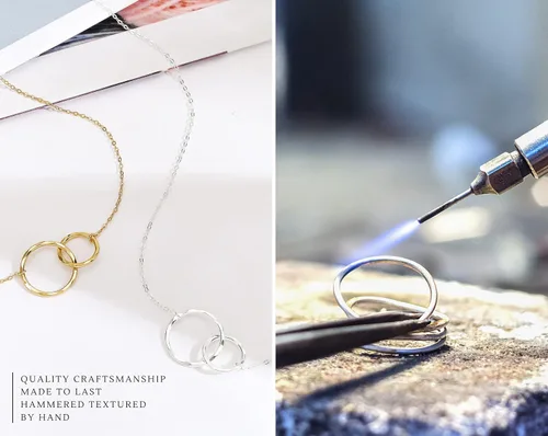 Miniatura 5 de HOPE LOVE SHINE Thank You Necklace for Baby Shower Host - Sterling Silver Interlocking Rings - Appreciation Gift for Hostess