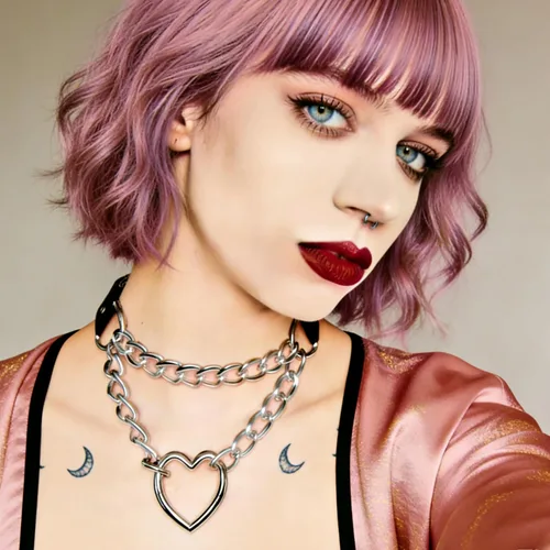 Miniatura 2 de Eigso Gargantilla gótica con cadena de corazón para mujer, gargantilla de cuero punk, collares Emo Grunge, collar para fiesta de los años 80