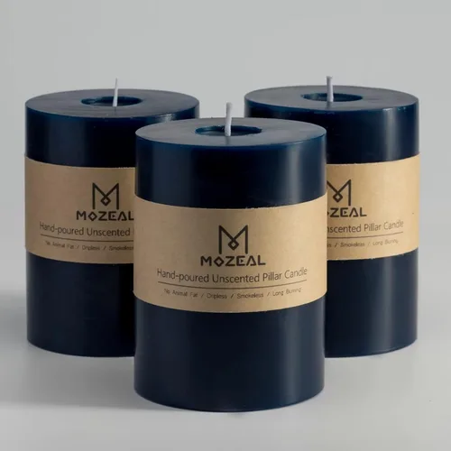 Miniatura 16 de MOZEAL Velas grandes sin perfume vertidas a mano de 3 x 8 pulgadas, sin humo, juego de 2, combustión lenta, sin goteo, aproximadamente 150 horas
