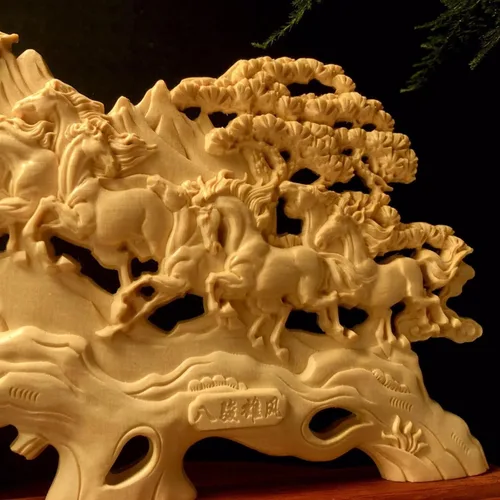 Miniatura 7 de Adornos de estatua de ocho caballos, decoración de oficina en casa, estilo chino, arte asiático, escultura de caballo al éxito, decoración de Feng