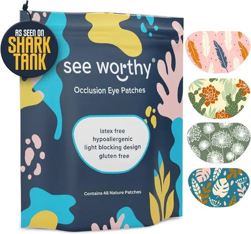 Parche adhesivo para niños y adultos, como se ve en Shark Tank, transpirable, cómodo parche con temática natural para ojos perezosos, parches