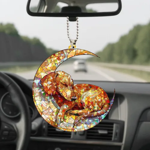 Miniatura 13 de Talataca Dachshund Angelito Durmiente Alas Memorial Tan Wheaten Dachshund 2D Plano Espejo Retrovisor de Coche Accesorios Adorno de Árbol de Navidad