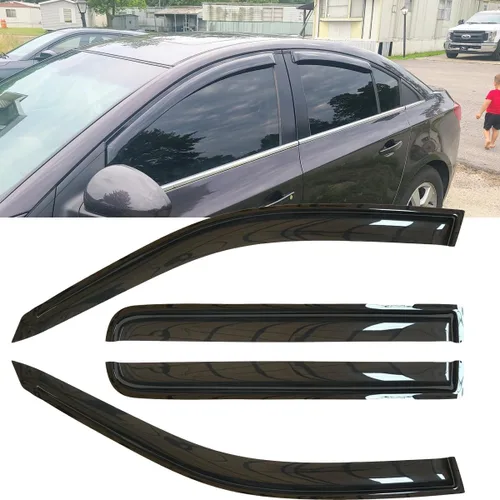 Miniatura 24 de 2 protectores de lluvia estilo montaje exterior, deflectores de viento duraderos para ventana lateral, color humo oscuro, viseras de ventana