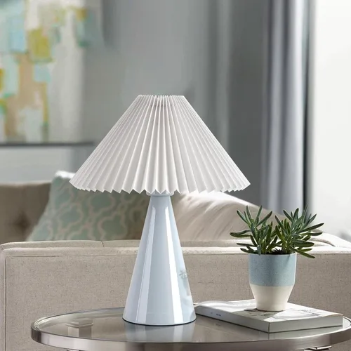 Miniatura 10 de Ziqqeelam Lámpara de Mesa Pequeña Dorada, Lámpara de Mesa Linda, Lámpara de Mesa Plisada, Lámparas de Dormitorio de Latón Dorado para Mesita