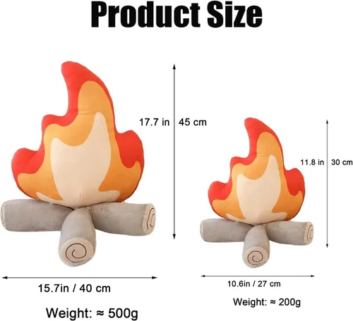 Miniatura 8 de Divertido peluche de fogata, almohada falsa de 17.7 pulgadas, muñeca de fuego de dibujos animados de peluche suave, juguete de peluche de fogata