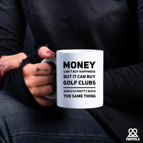 Miniatura 6 de Panvola Money Can't Buy Happiness But It Can Buy - Taza de cerámica para palos de golf, jugadores deportivos, regalos de golfista para hombres