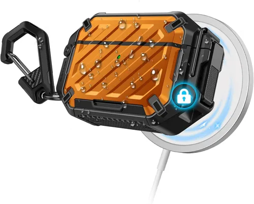 Miniatura 10 de SUPCASE Funda para AirPods Pro 3 con cerradura y mosquetón, [IP68 impermeable] [protección de grado militar] [soporta carga inalámbrica] cubierta