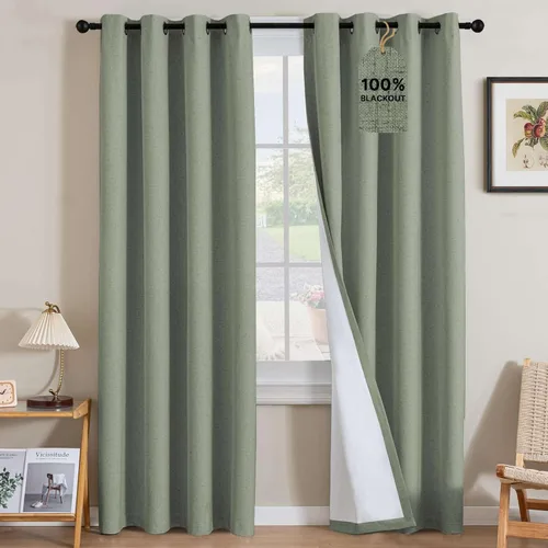 Miniatura 28 de H.VERSAILTEX Cortinas opacas de lino de 72 pulgadas de largo, 100% absolutamente opacas, con aislamiento térmico, con textura de lino, cortinas