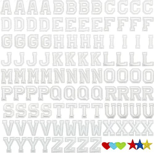 Miniatura 20 de Jongdari Parches para planchar con letras y números para ropa, parches de alfabeto bordado de 2" para chaqueta Letterman A-Z y apliques 0-9 para Rojo