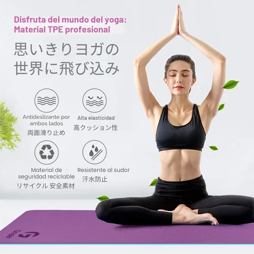 Miniatura 7 de Tapete de yoga antideslizante, ecológico, con funda de transporte, tapete de yoga profesional para mujeres, tapete de entrenamiento para el hogar