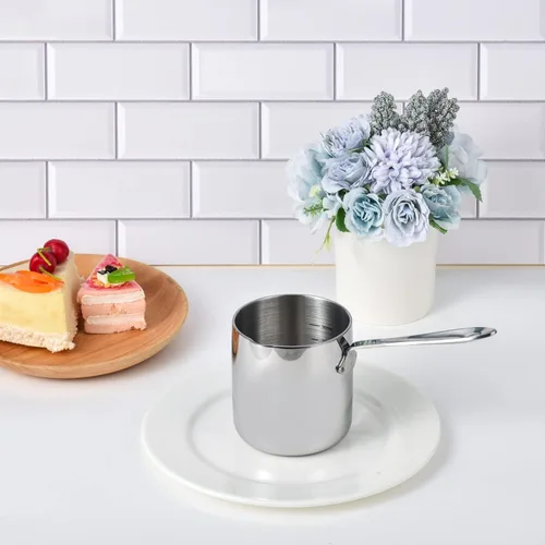 Miniatura 6 de IMEEA Calentador de mantequilla de 10 oz / 10.1 fl oz de una sola porción de leche y salsa sartén de calefacción 18/10 de acero inoxidable de tres