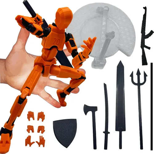 Miniatura 7 de Figura de Acción Dummy20 Impresa en 3D de Tamaño Corporal Ampliado de 8.1 pulgadas, Juguete Mecánico Móvil de Cuerpo Completo, Múltiples Accesorios