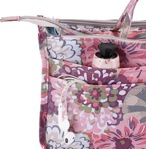 Miniatura 8 de BTSKY Organizador de bolsas de impresión dentro del bolso, organizador de bolsa de alta capacidad con 13 bolsillos con asa (peonía)