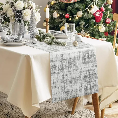Miniatura 7 de Caminos de mesa negros y dorados para decoración de Navidad, 72 pulgadas de largo