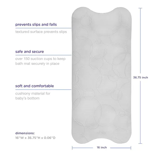 Miniatura 3 de Ubbi - Alfombrilla de baño acolchada antideslizante para bebé, con potentes ventosas, accesorios esenciales para el tiempo del baño del bebé, gris