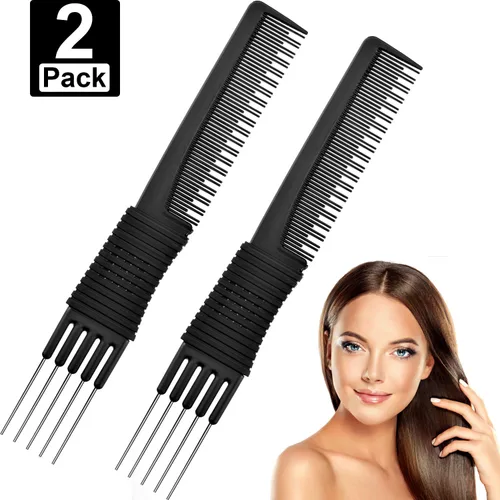 Leinuosen Paquete de 2 peines de cola – burlas y levantamiento de fibra de carbono negro para colas de rata y peluquería o uso doméstico (peines de