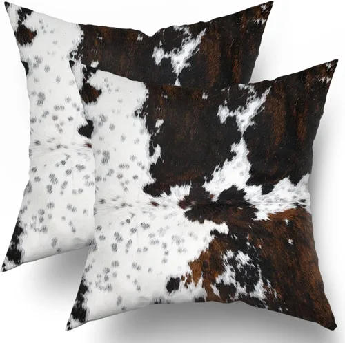 Miniatura 9 de Juego de 2 fundas de almohada lumbares de piel de vaca occidental de 12 x 20 pulgadas, fundas de almohada rectangulares decorativas de piel