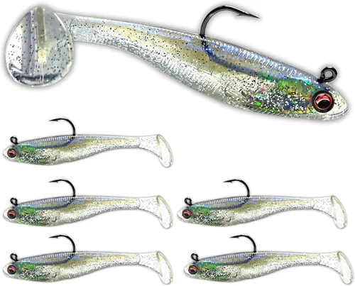 Miniatura 9 de USA Bass Tackle Patriot Shad - Swimbaits de Cola de Paleta con Aroma Infundido, Señuelos de Pesca Pre-Aparejados, Carnada Premium con Anzuelo Owner