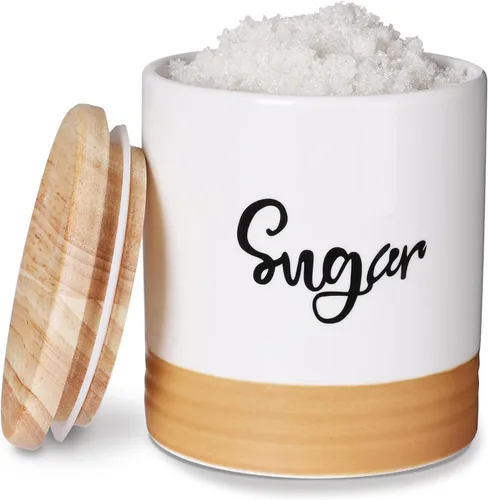 Miniatura 7 de LEETOYI Contenedores de cerámica para almacenamiento de alimentos con tapa, decoración de cocina de granja de 31 onzas, organizador