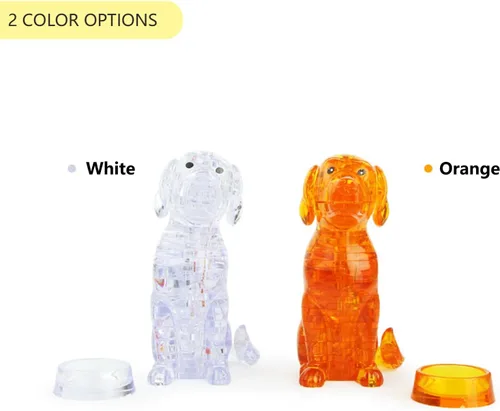 Miniatura 5 de Rompecabezas de cristal 3D para perros, rompecabezas de cristal para rompecabezas a partir de 16 años, 41 piezas (naranja)