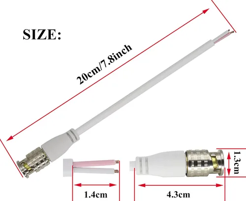 Miniatura 2 de Cable de extensión BNC de video BNC a cable desnudo, conector de extremo abierto, cable de extensión B-N-C, cable de cola macho para vigilancia