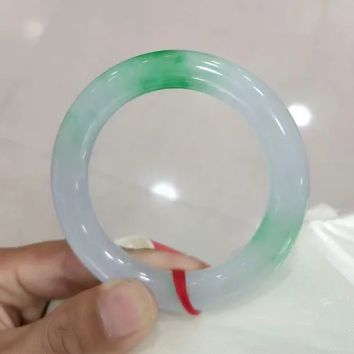Miniatura 3 de Brazalete de jade birmano para mujer, auténtico, color verde, redondo, transparente, piedra energética, jadeíta, joyería clásica (tamaño : 2.362 in)