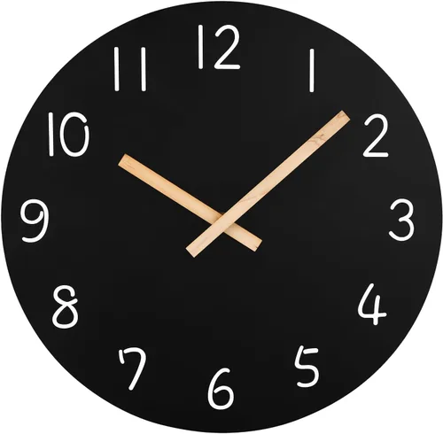 Miniatura 10 de Plumeet Reloj de Pared Pequeño, Relojes de Pared de Madera Sin Marco de 10'', con Movimiento de Cuarzo Silencioso, Relojes Rústicos de Nogal