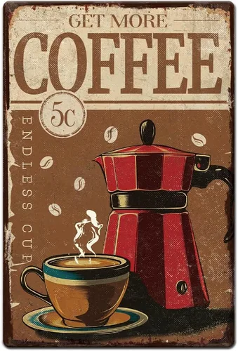 Miniatura 11 de Letrero de metal vintage de 8 x 12 pulgadas, letrero retro de hierro caliente para café caliente, aspecto óxido, fresco preparado, mejor