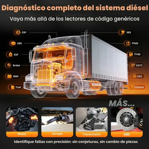 Miniatura 2 de ANCEL Escáner de Camión Resistente HD601 Herramienta de Diagnóstico de Sistema Completo para Diésel Compatible con Cummins, Detroit, Freightliner