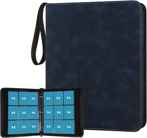 Miniatura 24 de GERMUN Carpeta de tarjetas de poliuretano, 16 bolsillos, carpetas de soporte premium para más de 1000 tarjetas, álbum de bolsillo de doble cara