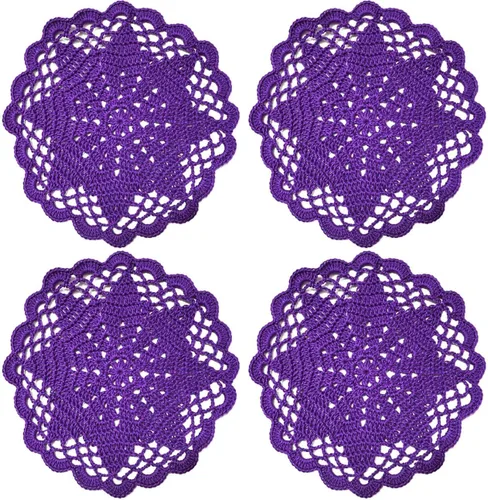 Miniatura 4 de Juego de 2 manteles individuales de encaje con diseño de flores huecas de ganchillo, manteles individuales de encaje para taza de té, aniversario