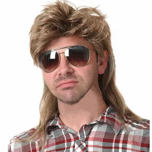Miniatura 25 de Swiking Pelucas negras de salmonete para mujer, rizado hasta el hombro, pelo esponjoso de los años 70 y 80, Rocker Party Cosplay Pelucas sintéticas