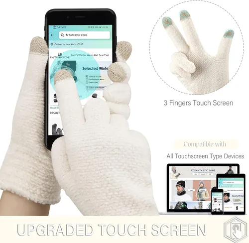Miniatura 3 de FZ FANTASTIC ZONE Womens Winter Touchscreen Gloves for Cold Weather, Chenille Warm Knit Gloves