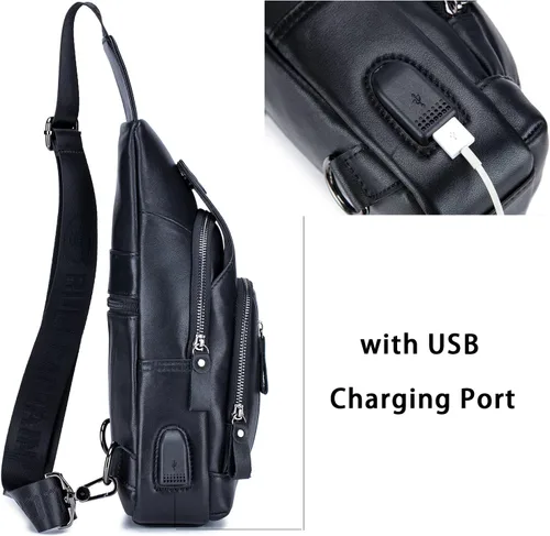 Miniatura 62 de LUKZIJAES Bolso bandolera de cuero genuino para hombre