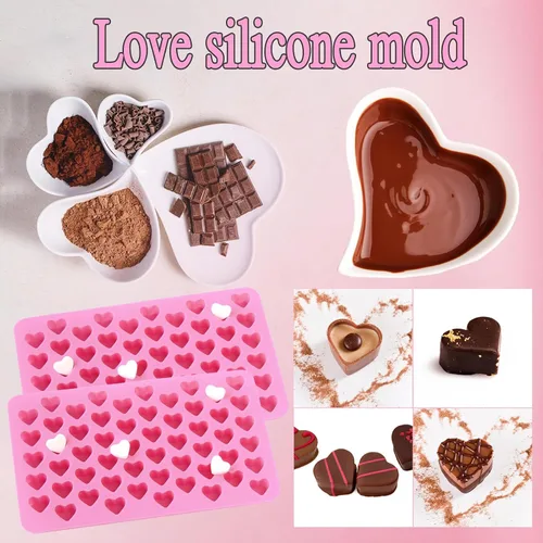Miniatura 7 de 2 moldes de silicona con forma de corazón, moldes de gomitas, silicona antiadherente de grado alimenticio, para hornear caramelos de chocolate
