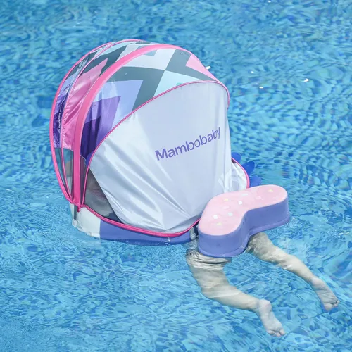 Miniatura 7 de Mambobaby Flotador Mejorado con Cola Añadida para Bebé con Toldo para Anillo de Natación de Cintura Infantil, Entrenador de Natación, Flotadores No