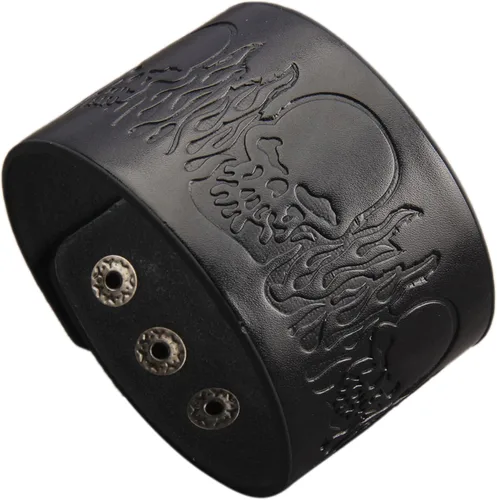 Miniatura 21 de Pulsera de cuero para hombre, brazaletes de cuero punk, pulsera de cuero negro para mujer