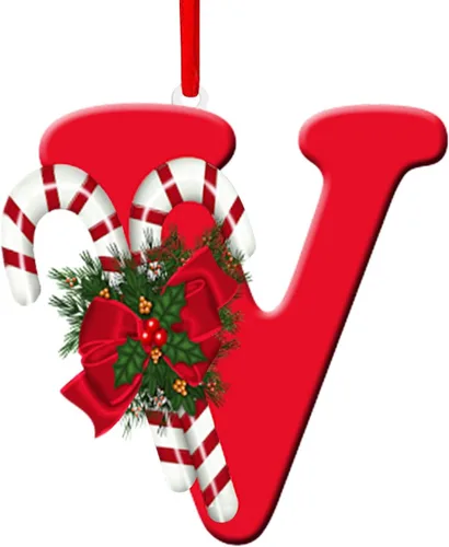 Miniatura 26 de Colgante de decoración para árbol de Navidad de 26 letras, adornos de árbol de Navidad, adornos de Navidad personalizados, decoración de Navidad