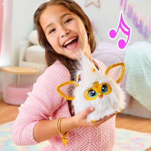Miniatura 7 de Furby Gold Glam - Juguetes interactivos de peluche para niñas y niños de 6 años en adelante, animatrónico activado por voz, habla inglés y furbish