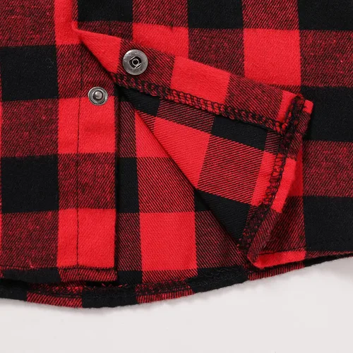 Miniatura 12 de YOUNGER TREE Conjunto de sudadera con capucha para niños pequeños, conjunto de camisa de franela a cuadros para otoño, invierno y primavera