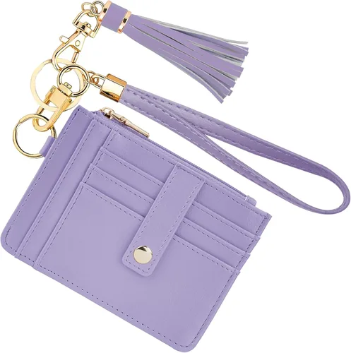 Miniatura 38 de KNGITRYI Billeteras pequeñas de pulsera para mujer RFID para tarjetas de crédito, cartera con llavero, cartera para tarjetas de crédito