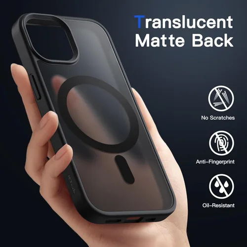 Miniatura 4 de JETech Funda magnética para iPhone 13 de 6.1 pulgadas, compatible con MagSafe, translúcida mate, delgada, a prueba de golpes, color negro