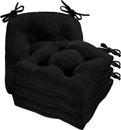 Cozyide Cojines para Sillas de Comedor, 17" x 17" Almohadillas Antideslizantes para Sillas de Cocina con Lazos Ajustables, Cojines para Sillas de