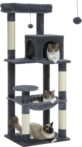 Miniatura 19 de MUTTROS Árbol para gatos de interior, torre para gatos de varios niveles de 44.5 pulgadas con hamaca grande de marco de metal, condominio para gatos