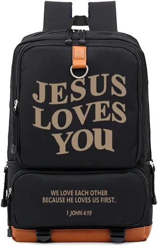 DIOMMELL Jesus Loves You - Mochila de lona con capacidad para computadora portátil, mochila de viaje anaranjado (oranger)