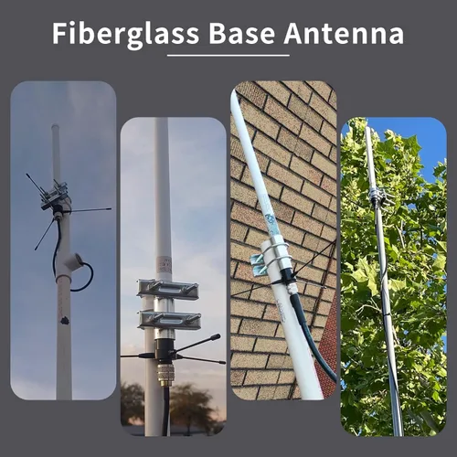Miniatura 2 de VHF - Antena de base de radio de fibra de vidrio de 17 pulgadas con kit de plano de tierra, conector SO239 de 136-174 MHz para transceptor móvil
