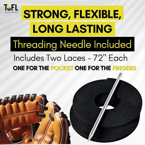 Miniatura 2 de TOFL Kit de encaje para guantes de sóftbol y béisbol Kit de reparación de cordones de guante de encaje 2 cordones de cuero con aguja de cordones